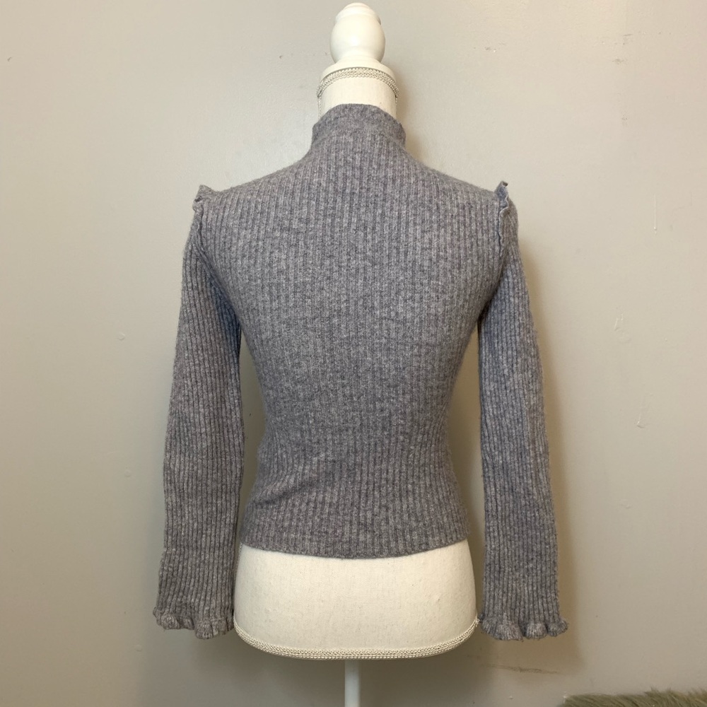 Derek Lam 10 Crosby Ribbed Ruffle Grey Sweater - Picture 4 of 7
